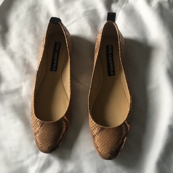 Karl Lagerfeld | Snakeskin-Embossed Leather Ballet Flats - Picture 2 of 10